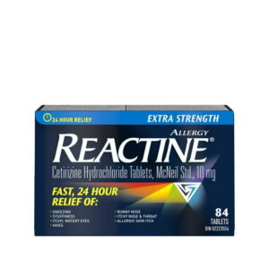 Reactine Extra Strength Antihistamine Tablets - 10mg Cetirizine Hydrochloride - 24 Hour Allergy Relief Medicine, 84 Count