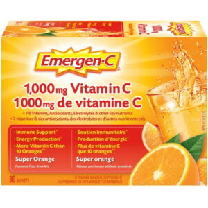 Emergen-C® Super Orange 1000mg Vitamin C / Electrolytes / B Vitamins Mineral Supplement, 30 count, 30 Packets, Vitamin C