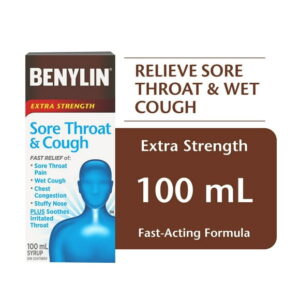 BENYLIN® Extra Strength Sore Throat & Cough Syrup, Relieves Sore Throat & Wet Cough, 100mL, 100 mL