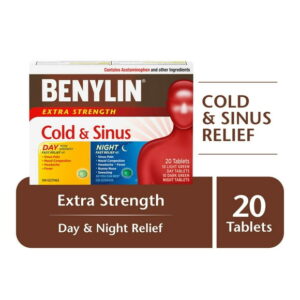 BENYLIN® Extra Strength Cold & Sinus Caplets, Relieves Cold & Sinus symptoms, Daytime & Nighttime, Convenience Pack, 20 Count