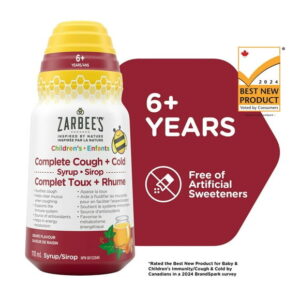 Zarbee's Children's Complete Cough + Cold Syrup, Zinc, Honey, Tumeric, Marshmallow Root, B Vitamins, English Ivy Leaf, 118 mL