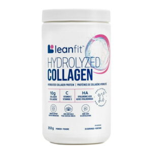 LEANFIT HYDROLYZED COLLAGEN™ Unflavoured 253g – 10g Grass-Fed Bovine Collagen (Type I, III) + Vitamin C + Hyaluronic Acid Per Serving for Healthy Skin, Hair, Bones, Joints & Immunity, Size: 253g Tub (25 Servings)