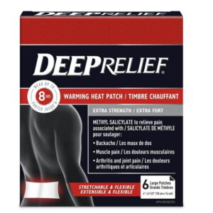 Deep Relief Extra Strength Warming Heat Pain Relief Patch, Relieve and Soothe Aching Muscles, 6 count, Warming Heat Pain Relief Patches, 6 count