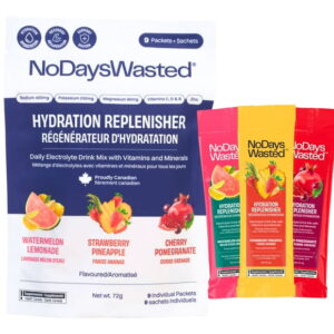 No Days Wasted Hydration Replenisher - Electrolyte Drink Mix with Vitamin Support - Canadian Made and Founded - Variety Pack - 9 Single-Serve Packets, 9 Packets x 8 g - Variety Pack