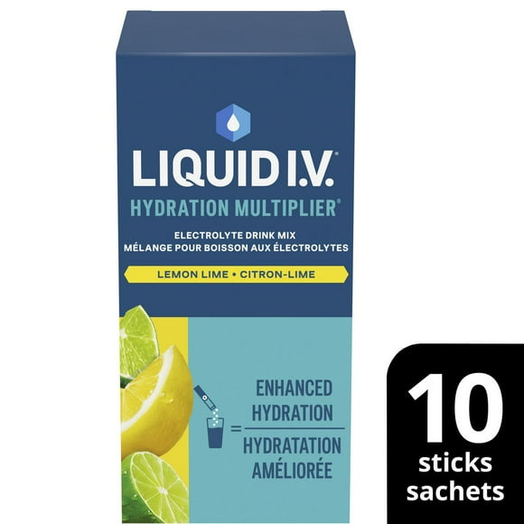 Liquid I.V. Lemon Lime Hydration Multiplier Electrolyte Drink Mix, 16g Mix/10 units