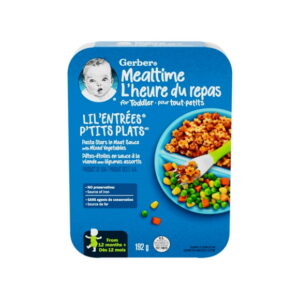 GERBER LIL' ENTRÉES Pasta Stars In Meat Sauce With Mixed Vegetables, For 12 Months & Up, Full Toddler Meal, Corn, Carrots, Peas, No Preservatives, Source of Iron, 192g