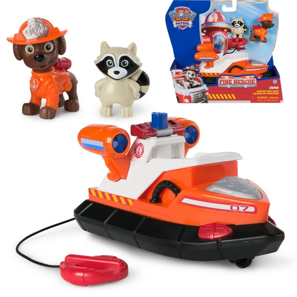 PAW Patrol Fire Rescue: Zuma Rescue Fire Boat with Action Figure, Launching Lifesaver, Raccoon & Toy Boat, Kids Toys for Boys & Girls Ages 3 and Up