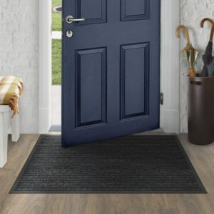 Mainstays 3 ft. x 4 ft. Platinum Needlepunch Charcoal Doormat with Vinyl Backing, 3-ft x 4-ft Indoor/Outdoor
