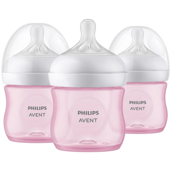 Natural Baby Bottle With Natural Response Nipple, Pink, 4oz, 3 pack, SCY900/13, Philips Avent Baby bottle 4oz 3pk
