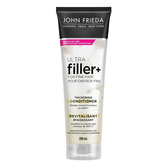 John Frieda Ultra Filler+ Thickening Conditioner for Fine & Thin hair, Infused with biotin and hyaluronic acid, reduce hair loss due to breakage, 250 mL, 250 mL