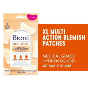 Bioré Multi Action Blemish & Oil Absorbing Patches | Hydrocolloid Patch for Oily Skin, Large Patches, 6 CT | Large Patch