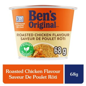 BEN'S ORIGINAL  Roasted Chicken Flavour Rice Single Serve Cup, Snack or Side, Microwave in 3.5 Minutes, 68 g, BEN ROASTED CHICKEN SNGL SRV CUP 68g
