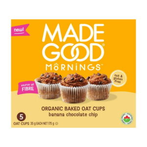 MadeGood Baked Oat Cups  Banana Chocolate Chip 5 Pack, MG Banana Chocolate Oat Cups