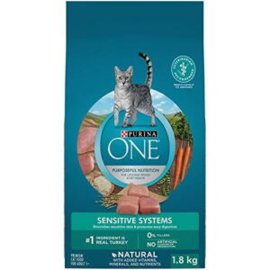 Purina ONE +Plus Sensitive Systems Turkey, Dry Cat Food, 1.8-3 kg