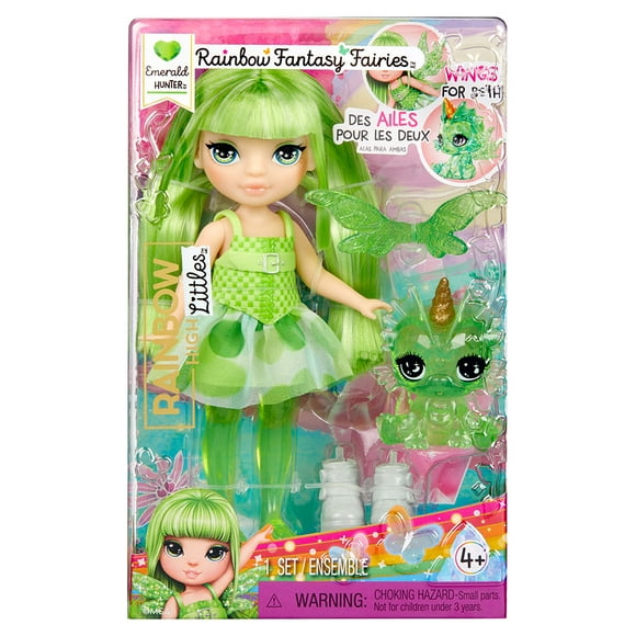 Rainbow High Littles Rainbow Fantasy Fairies + Pet Emerald Green 5.5" Posable Small Doll & Fantasy Dragon Pet