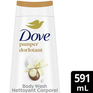 Dove Body Wash Pamper Shea Butter & Vanilla 24hr Moisturizing Skin Cleanser for Lotion-Soft Skin, 591mL