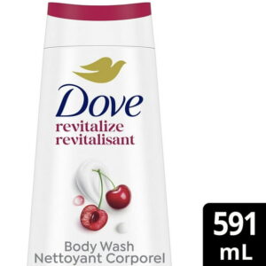 Dove Body Wash For 24hr Lotion-Soft Skin Revitalize Cherry and Chia Milk Moisturizing Skin Cleanser with No Sulfates No Parabens 591 ml, 591 ml
