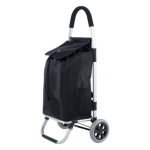 Mainstays 1-Compartment Deluxe Shopping Cart with Aluminum Frame, Trolleys, Folding Utility and Foldable Grocery Shopping Cart with Polyester Bag, Assembled Size:18in. Wx15.35in. Dx39 in. H; Color: Black bag with Aluminum Frame; Weight capacity: 45LBS/ 20.5KGS.