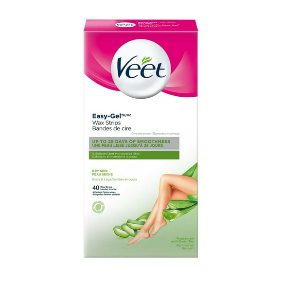 Veet® Easy-Gel Wax Strips Body & Legs Dry Skin, 40 ct + 4 wipes