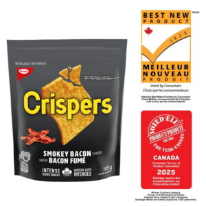 CRISPERS, Smokey Bacon Crackers, Salty Snacks, Is It a Chip or Cracker, 145 g