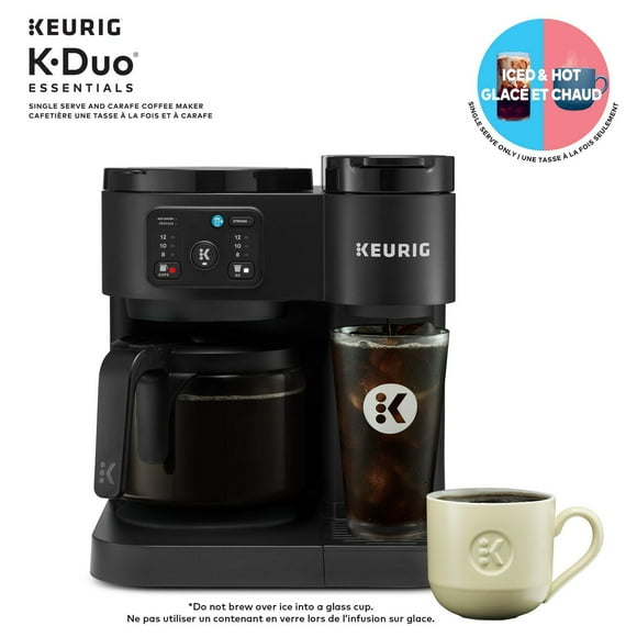 Keurig K-Duo Essentials Hot & Iced Single Serve K-Cup Pod & Carafe Coffee Maker, Gen 2, Use both ground coffee and K-Cup pods