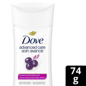 Dove Advanced Care Antiperspirant Deodorant for Women Açaí Berry & Lotus Flower Scent with Pro-Ceramide Technology for Soft, Resilient Skin, 74g