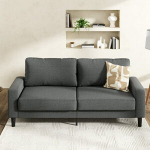 Mainstays 76 inch Indoor Fabric Sofa, Dark Grey, 76 inch Sofa