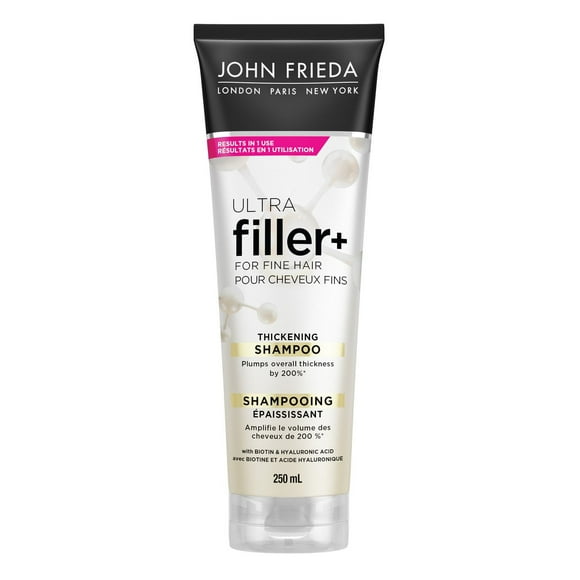 John Frieda Ultra Filler+ Thickening Shampoo for Fine & Thin hair, Infused with biotin and hyaluronic acid for thicker, fuller, and stronger hair, 250 mL, 250 mL