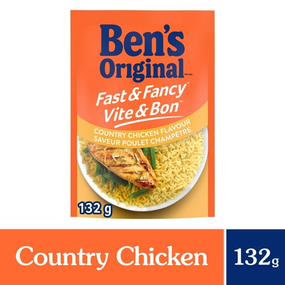 BEN'S ORIGINAL FAST & FANCY Country Chicken Flavour Rice, 132g Pouch, Perfect Every Time