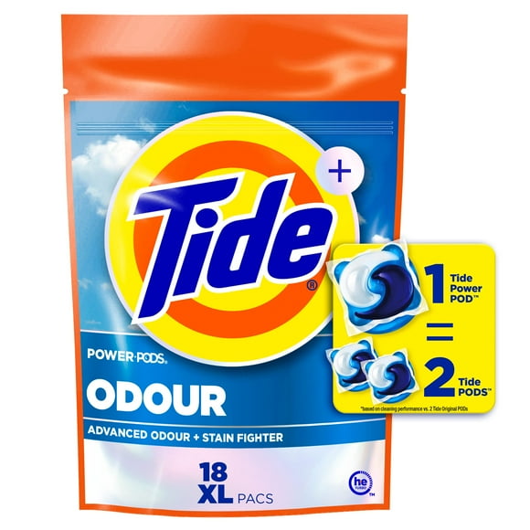Tide Odour + Oxi Laundry Detergent Pacs, Original Scent, Advanced Odour + Stain Fighter, 18CT