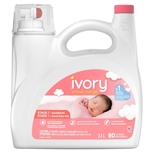 Ivory Snow 1 Newborn Baby Liquid Laundry Detergent, 3.1L