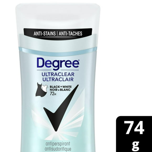 Degree UltraClear Antiperspirant Deodorant, Black+White Anti White Marks and Yellow Stains Deodorant for Women, 74g