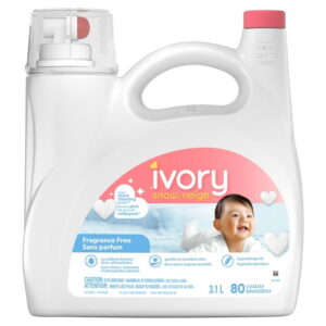 Ivory Snow Baby Unscented Liquid Laundry Detergent, Fragrance Free Hypoallergenic Detergent, 3.1L