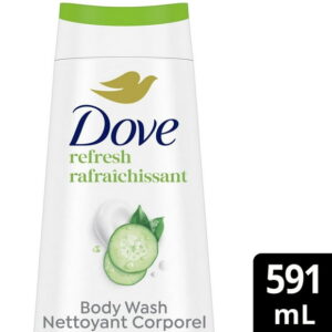 Dove Body Wash Refresh Cucumber and Green Tea 24hr Moisturizing Skin Cleanser for Lotion-Soft Skin, 591mL