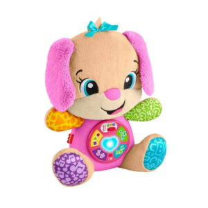 Fisher-Price Laugh & Learn Smart Stages Sis Pink Plush Baby Musical Learning Toy, Multilanguage Version, Plush musical learning toy that introduces baby to first words with lights and 80+ songs, sounds and phrases