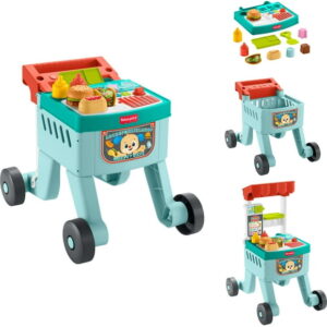 Fisher-Price Laugh & Learn 4-in-1 Snack Cart Walker Baby & Toddler Learning Toy, 14 Play Pieces, Multilanguage Version, Laugh& Learn Snack Cart Walker