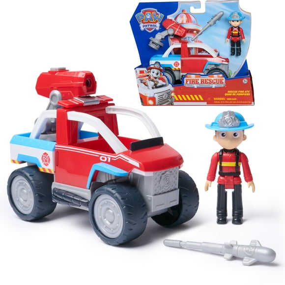 PAW Patrol Fire Rescue, Fire ATV Vehicle with Ryder Figure & Drone Launcher, for Kids 3+, PAW Patrol Fire Rescue Fire ATV with Collectible Ryder Action Figure & 7-Inch ATV with Drone Launcher, Kids Toys for Boys & Girls Ages 3 and Up