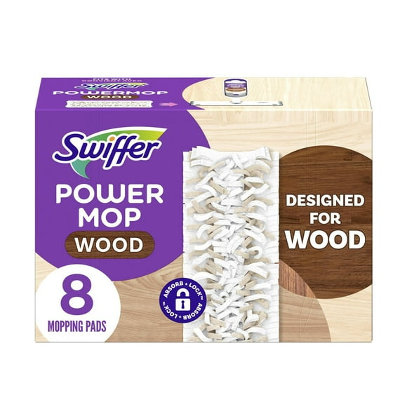 Swiffer PowerMop Wood Mopping Pad Refills for Floor Cleaning, 8CT