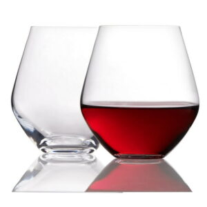 Trudeau Quartz Stemless 17oz Red or White Wine Glasses, Set of 4, STEMLESS GLASSES