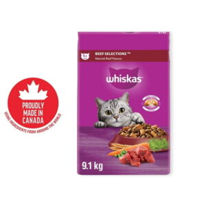 Whiskas Beef Selections Natural Adult Dry Cat Food, 2- 9.1kg