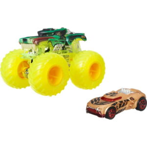 Hot Wheels Monster Truck & Car, 1:64 Scale Die-Cast Truck & Car (2 Vehicles) (Styles May Vary)