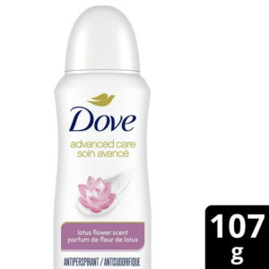 Dove Advanced Care Antiperspirant Dry Spray for Women with Pro-Ceramide Technology Lotus Flower Scent for Soft, Resilient Skin, 107g