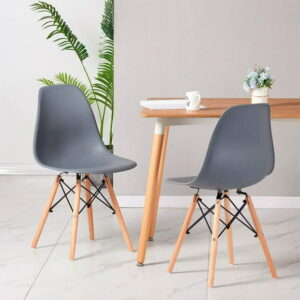 Heavenly Collection Grey Wood Chair SET OF 2