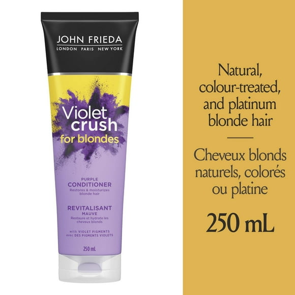 John Frieda Violet Crush Purple Conditioner for Brass Repair of Natural and Colour-Treated Blonde Hair, Purple Conditioner | 250 mL