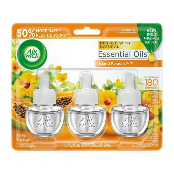 Air Wick Plug-in Air Freshener, Scented Oil Refills, Island Paradise, 3 Refills