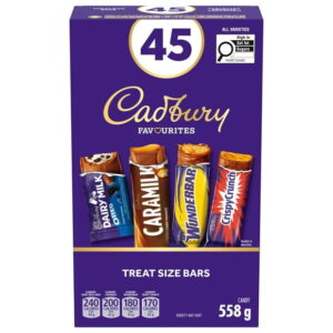 CADBURY, Halloween Treat-Sized Pack of 45, Candy Bars (Chocolate Candy Bars), Individually Wrapped, Dairy Milk Oreo, Caramilk, Wunderbar, Crispy Crunch, 558 g