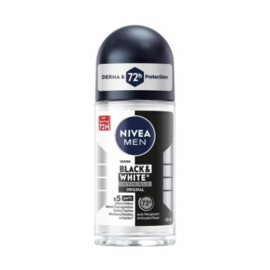 NIVEA MEN Black & White Invisible Roll-On 72-Hr Antiperspirant Deodorant, Original, 50mL, Invisible Roll-On 72-Hr Antiperspirant Deodorant