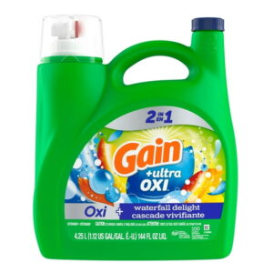 Gain Ultra Oxi Liquid Laundry Detergent, Waterfall Delight Scent, 4.2 L, 100 loads, Laundry Detergent Liquid Soap, HE compatible, GAIN GN LQHEC OXI WD