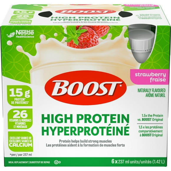 BOOST High Protein Meal Replacement Drink Strawberry 6 x 237 ml, 6 x 237 ML