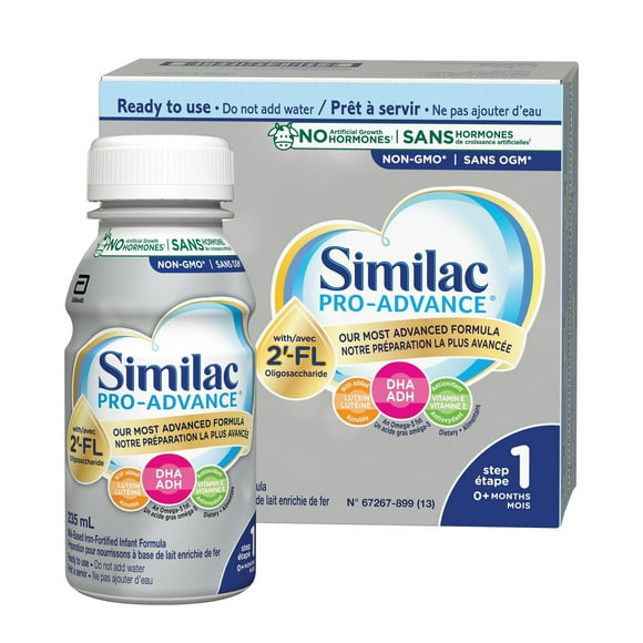 Similac Pro-Advance Step 1, Baby Formula, Our Closest Formula to Breast Milk with 2-FL, Easy To Digest, 0+ Months, Ready to Feed, 16 x 235 mL, Ready to Feed, 16 x 235 mL